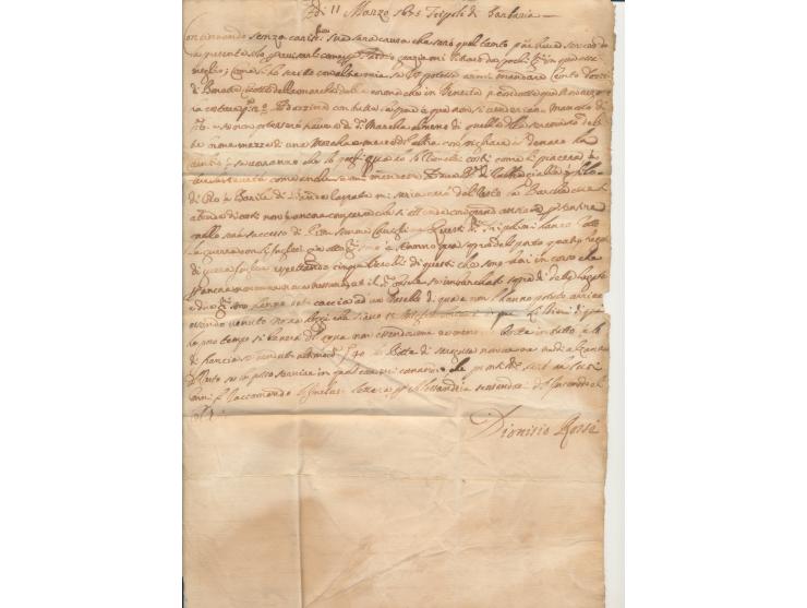 Libyen, Faltbrief mit komplettem Inhalt in italienischer Sprache, geschrieben "11 Marzo 1675 Tripoli di Barberia" von Donisio