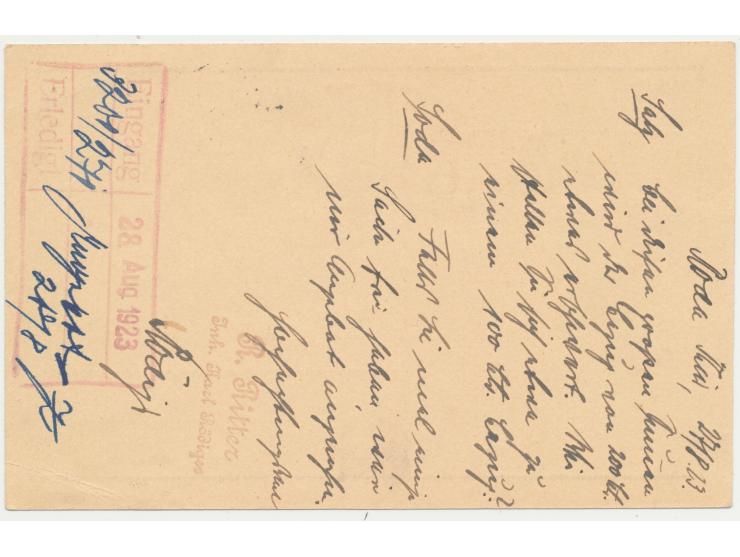 Roda (Thüring.), &nbsp;gebogener Zweizeiler&nbsp; Gebühr bezahlt / Postamt Roda &nbsp;(Setzkasten Type), handschriftlich 8000