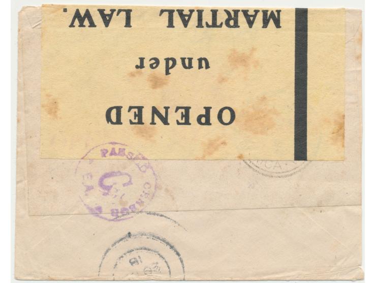 Brief aus dem indischen Internierungslager Belgaum an Emmy Manneschmidt in Amani, Lagerstempel, indische und britische Zensur