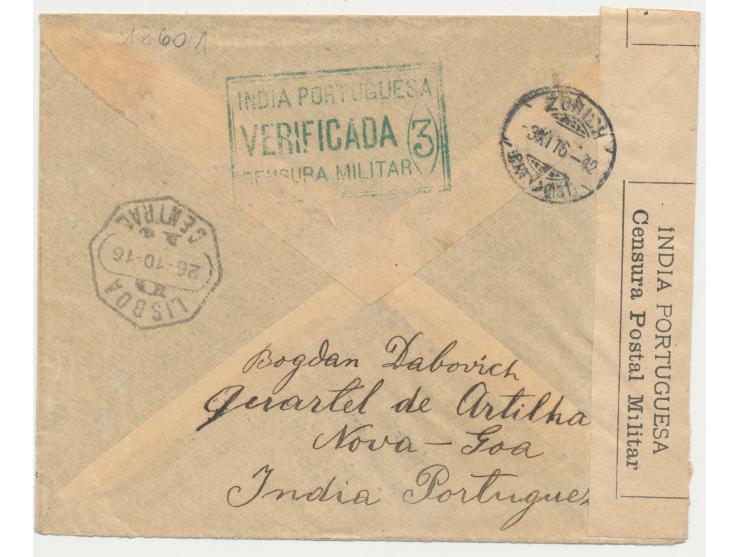 Portugiesisch-Indien, Einzelfrankatur 4 T. auf Einschreibbrief mit Stempel Nova Goa Sep. 16 in die Schweiz, R-Zettel Nova Goa