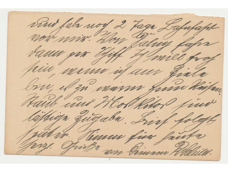 Ganzsachen-Frageteil C.I.P. 1 C. grün (Han No. 7) mit Zusatzfrankatur C.I.P. 1/2 C. und 1 C. und Republik 3 C. nach Deutschla