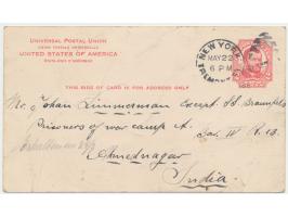 Lot von 4 USA-Ganzsachen aus New York 1914 bis 1916 an den internierten Kapitän des Dampfers Braunfels Johann Zimmermann im i