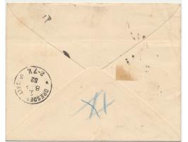 waagerechtes Paar und Einzelmarke 10 Soldi (Ausgabe 1867) auf Einschreibbrief mit Stempel Beirut 21.2.82 nach Dresden, Einzei