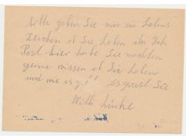 Fredersdorf, Etikette 6 Pf. mit Signum auf Postkarte nach Greifswald, Ovalstempel Fredersdorf b. Berlin 11. Okt. 1945 und R2 