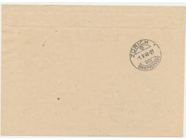 Erstflug Frankfurt (Main) - Zürich 1.5.1948: Einzelfrankatur 1 M. Taube auf Luftpostbrief nach Zürich, Stempel Frankfurt (Mai