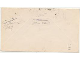 Stempel Tsingtao 2.4.48 und großer violetter R1 Paquebot auf Drucksache mit Großbritannien 1 d. nach USAStichwörter: Großbrit