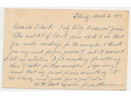 Ganzsache 1 C. Dschunke (Han No. 14) mit Zusatzfrankatur 3 C. Dschunke nach Manila / Philippinen, Stempel Peking und Durchgan