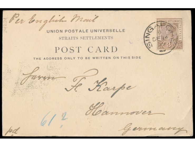 Dreibild-Ansichtskarte  Singapore: Mohamedan Mosque, Chinese Temple, Hindoo Temple,  Verlag C. A. Ribeiro &amp; C., Singapore