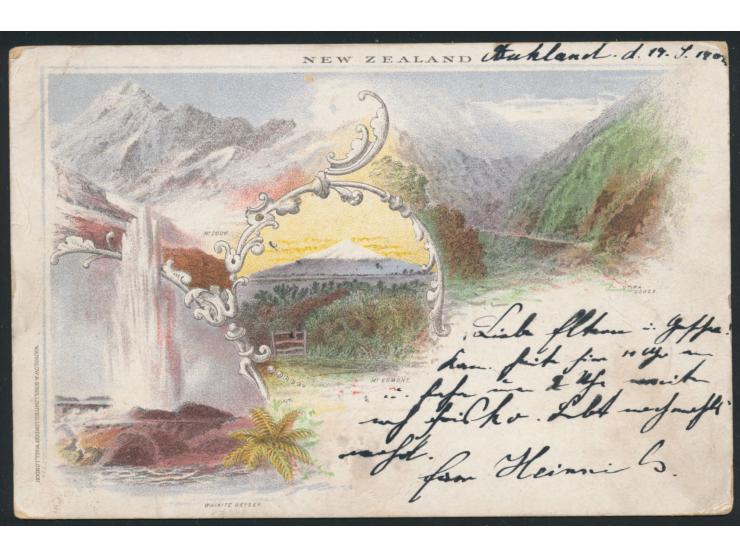 Bildganzsache  1 d. mit Stempel  N. Z. Marine P. O. R. M. S. "Sierra"  19.9.1902 nach Deutschland, geschrieben in Auckland, A