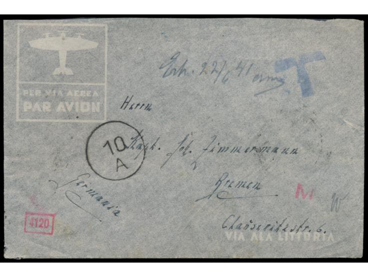 Brief aus dem &nbsp;Internment Camp &nbsp;&nbsp;Djeddah &nbsp;nach Deutschland, rückseitig italienischer Zensurverschlußzette