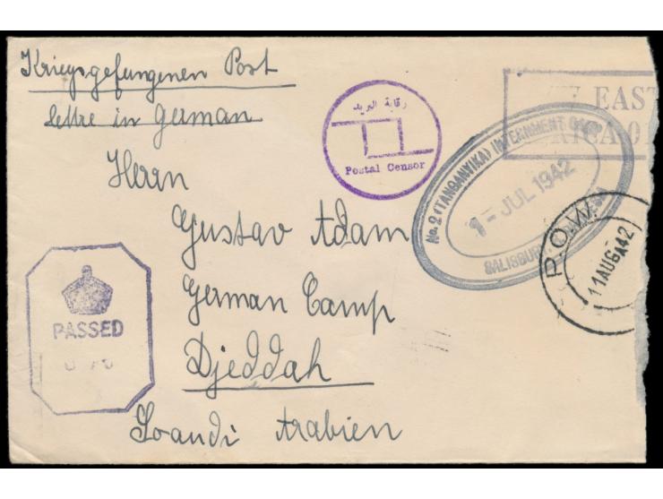 3 Briefe aus dem II. Tanganyika Internment Camp Salisbury / South Rhodesia 28.1., 18.3. und 1.7.1942 an einen Deutschen im  "