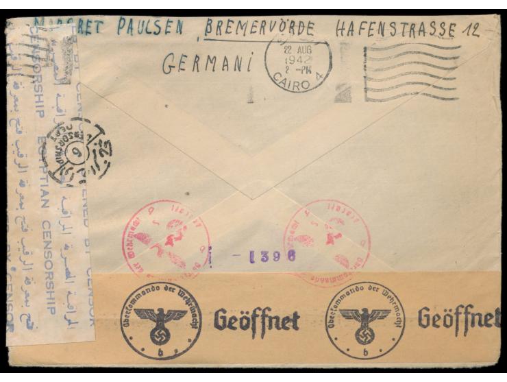 portofreier Interniertenbrief mit Stempel  Bremervörde  26.3.42 an den Deutschen Otto Paulsen im  Internierungslager Djidda /