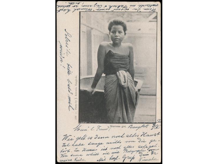 Ansichtskarte aus Bangkok an den internierten Kapitän des Dampfers Braunfels Johann Zimmermann im indischen Internierungslage