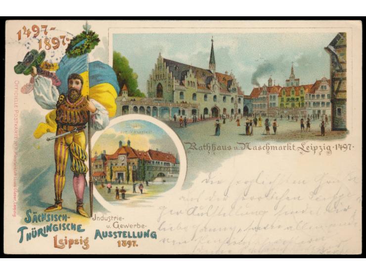 Leipzig, &nbsp;14 Ansichtskarte n &nbsp;zur &nbsp;Thüringischen Industrie- und Gewerbe- Ausstellung 1897, &nbsp;alle mit 5 Pf