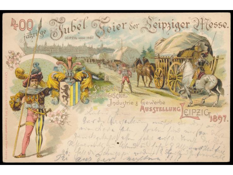 Leipzig, &nbsp;14 Ansichtskarte n &nbsp;zur &nbsp;Thüringischen Industrie- und Gewerbe- Ausstellung 1897, &nbsp;alle mit 5 Pf