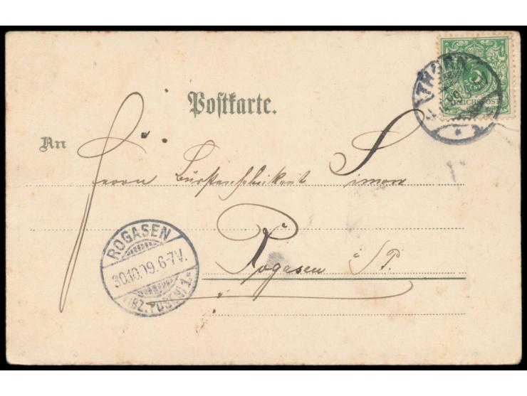 Thorn,  Westpreußen, Litho-Ansichtskarte mit fünf Teilbildern, u.a.  Flösser auf der Weichsel,  Frankatur 5 Pfg. Krone/Adler,