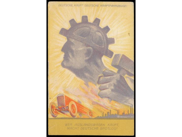 Automobilausstellung 1925:  seltene Sonderkarte  "Deutsche, kauft deutsche Kraftfahrzeuge  -Wer Auslandswagen kauft, macht De