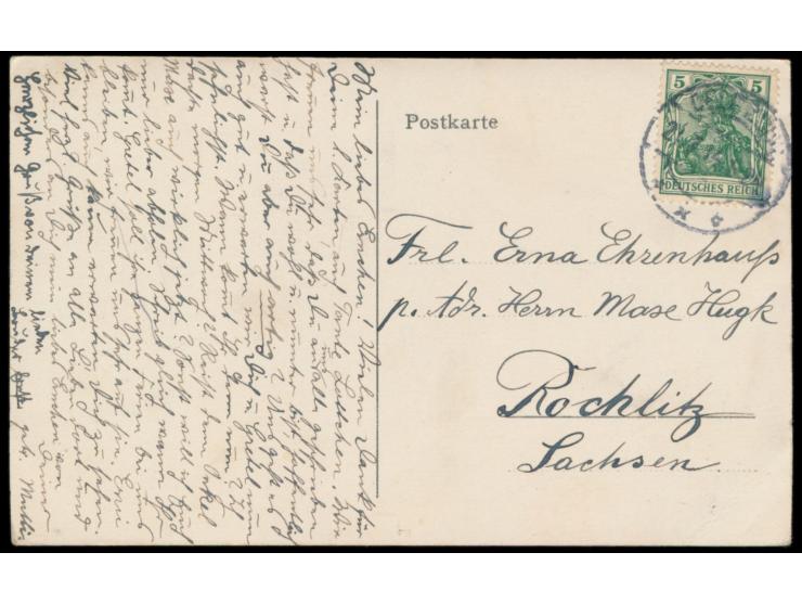 Circus Blumenfeld "Circus im Wasser",  Reklamekarte des jüdischen Familienunternehmens aus Magdeburg, Frankatur 5 Pfg. German