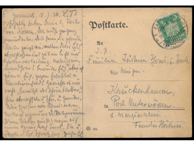 Arends, Karl Oskar  (deutscher Landschaftsmaler 1863 - 1932), handgemalte Ansichtskarte (Kreide und Tusche):  Eibsee 1924,  a