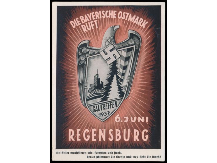 Regensburg:  "Die Bayerische Ostmark ruft - Gautreffen 1937", Frankatur 5 Pf., Sonderstempel Gautreffen Bayerische Ostmark / 