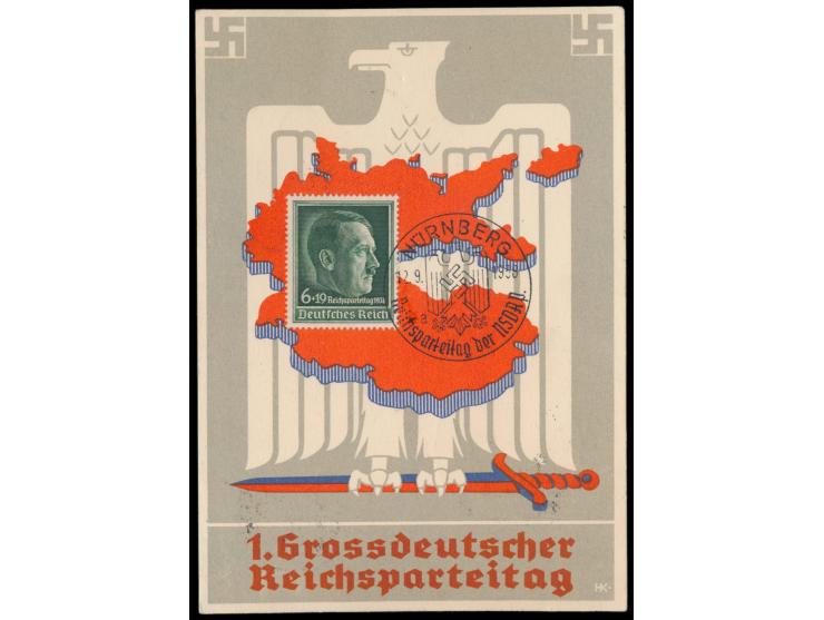 1. Grossdeutscher Reichsparteitag,  Propagandakarte mit Landkarte Grossdeutschlands vor stilisiertem Adler, bildseitig Sonder