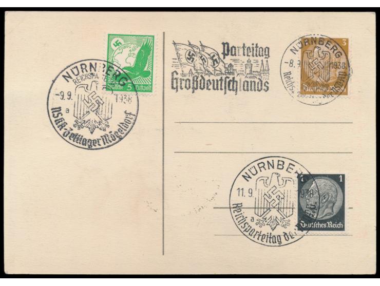 1. Grossdeutscher Reichsparteitag,  Propagandakarte mit Landkarte Grossdeutschlands vor stilisiertem Adler, bildseitig Sonder