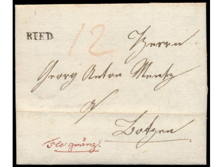 Bayer. Postanstalt im Innviertel (Österreich), &nbsp;schwarzer L1 &nbsp;Ried &nbsp;auf Faltbrief mit komplettem Inhalt vom 8.