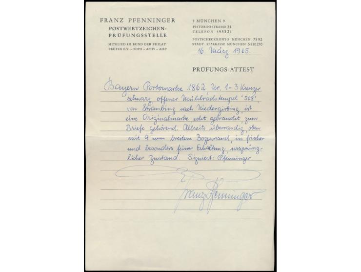 Portomarke 3 Kr. &nbsp;(allseits voll bis überrandig mit &nbsp;9 mm Bogenrand &nbsp;oben) mit Nummernstempel 508 und Halbkrei