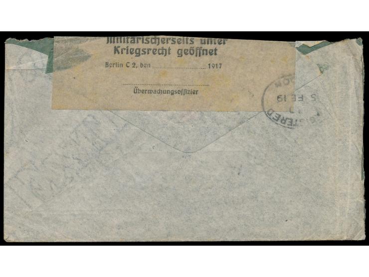 2 x 25 L. auf  Einschreibbrief  mit Stempel Athen 3.10.1916 nach England, vermutlich an Bord  S.S. Erissos  durch ein deutsch