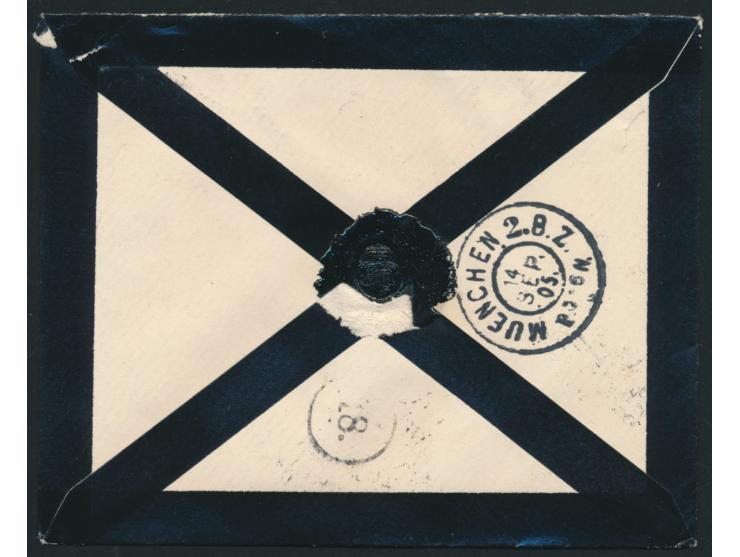 Trauerbrief mit Stempel  Neuburg a.D.  14.9.05 nach München, handschriftlich  "Franco Prinz Taxis",  Ankunftsstempel 14.9.05
