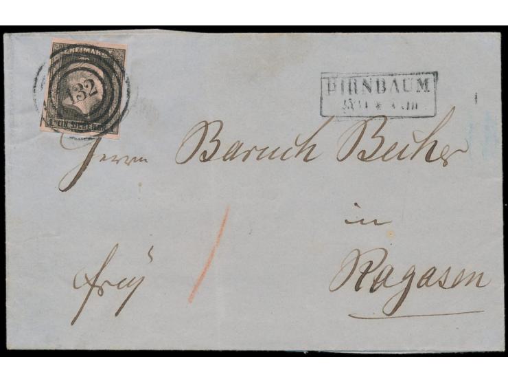 1 Sgr. mit  Nummernstempel 132  und R2  Birnbaum  25.11. auf Faltbriefhülle nach Rogasen, Ankunftstempel 27.11.
Stichwort: RP