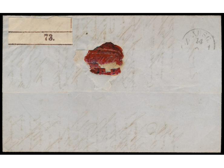 R3 &nbsp;Elberfeld Packkammer &nbsp;12.9.(1859) auf &nbsp;Paketbegleitbrief &nbsp;nach Erfurt, rückseitig Palet-Nummernzettel