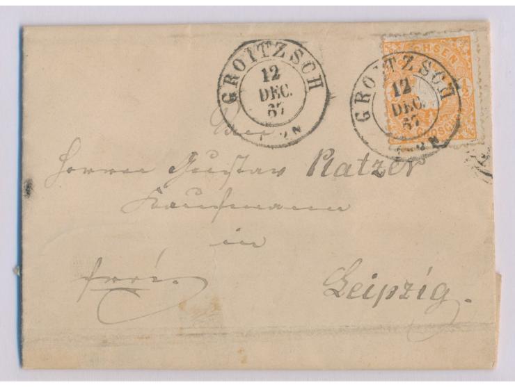 Wappen 1/2 Ngr. auf Faltbrief mit Stempel  Groitzsch  12.12.69 nach Leipzig, Ausgabestempel 13.12., mit komplettem Inhalt
Pos