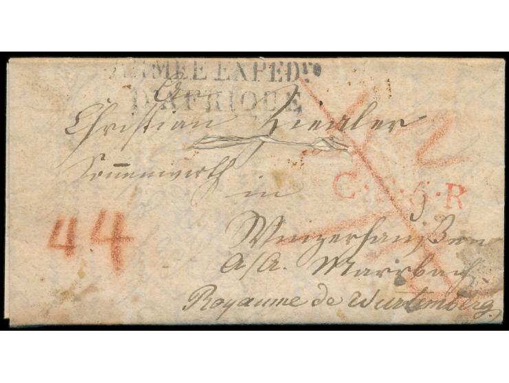 L2 &nbsp;Armee Exped.re / D´Afrique &nbsp;auf Faltbrief nach Winzerhausen bei Marbach / &nbsp;Königreich Württemberg, &nbsp;r