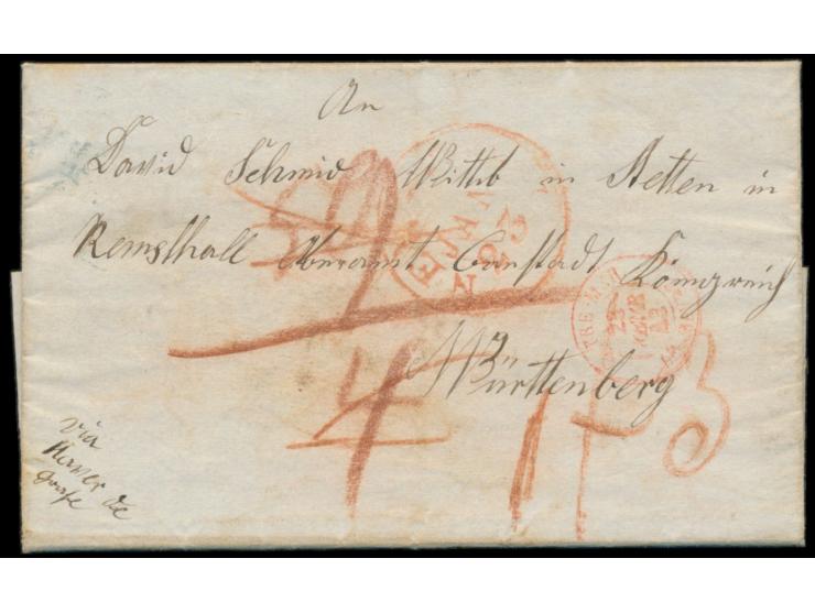 Brief eines württembergischen  Auswanderers  aus  New York  an seine Eltern in Cannstadt, mit komplettem mehrseitigem Inhalt 