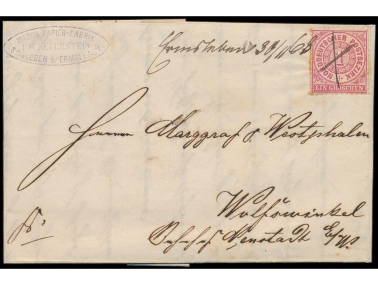 1 Gr. mit  handschriftlicher Entwertung "Ermsleben 30.11.68" auf Faltbrief , Absenderstempel ... Simsleben b. Ermsleben, nach