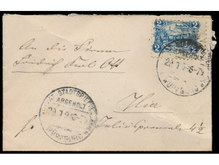 Würzburg,  Privat-Stadtbriefverkehr, Einzelfrankatur 3 Pf. auf kleinformatigem Brief mit Stempel 29.1.97, Bedarf
Stichwort: B