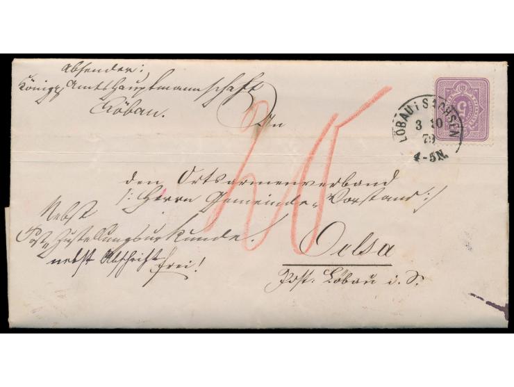 Einzelfrankatur 5 Pfe. auf Faltbrief "nebst  Zustellungsurkunde  nebst Abschrift frei" mit Stempel  Löbau i. Sachsen  3.10.79