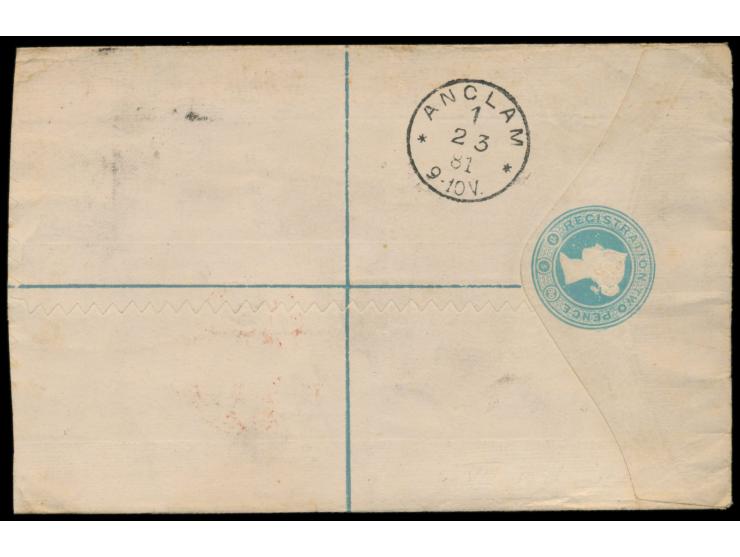 Großbritannien-R-Ganzsachenumschlag 2 d.  mit Zusatzfrankatur 1/2 d. und 2 x 1 d. nach Deutschland, Stempel  Cloucester Stati