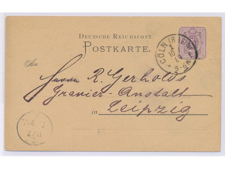 Ganzsachenausschnitt  5 Pf. auf Firmenkarte "Rich. Stollenwerk ... Fabrik für Gold &amp; Silber-Prägungen aller Art ...", Ste