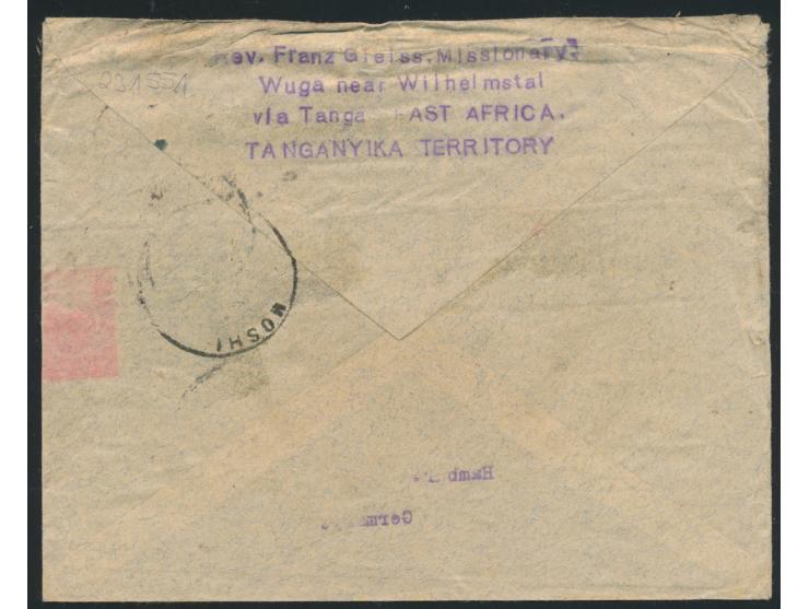 Tanganyica, &nbsp;G.E.A. 3 C. und 2 x 6 C. auf Brief mit Stempel &nbsp;Wilhelmstal &nbsp;3.3.21 nach Deutschland, rückseitig 