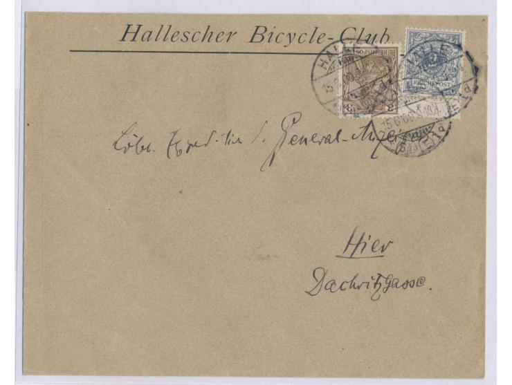 Mischfrankatur 2 Pf. Krone-Adler mit 3 Pf. Germania auf Ortsbrief mit Stempel Halle (Saale) 1 15.6.00, vorderseitiger Absende