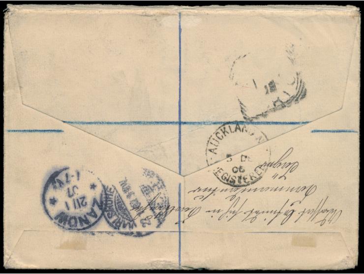 s x &nbsp;Neuseeland 8 C. &nbsp;auf Einschreibbrief von Auckland 5.12.06 nach Deutschland, handschriftlicher Registriervermer