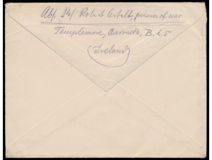 Brief eines deutschen Kriegsgefangenen im  P-o.W. Camp Templemore Barracks  nach Berlin, violetter Kreisstempel Post Free / P