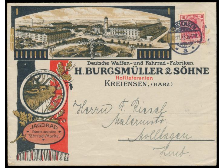 Reklameumschlag &quot;Deutsche Waffen- und Fahrrad-Fabriken H ... Kreiensen (Harz), &nbsp;beidseitig mehrfarbiger Druck (rück