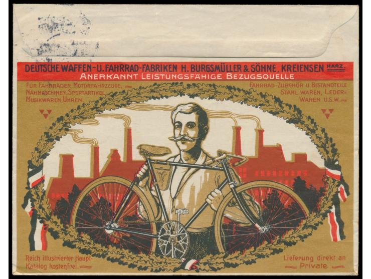Reklameumschlag &quot;Deutsche Waffen- und Fahrrad-Fabriken H ... Kreiensen (Harz), &nbsp;beidseitig mehrfarbiger Druck (rück