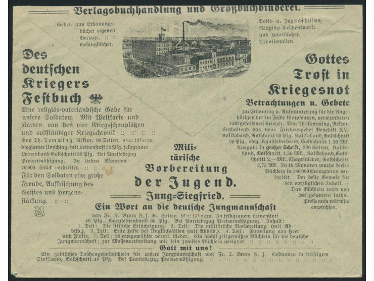 10 Pfg. Germania auf Firmenbrief  Butzon &amp; Bercker Verleger des Heiligen Apostolischen Stuhls,  Stempel Kevelaer 27.4.16,