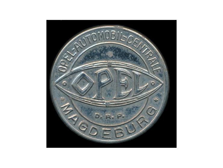 Kapselgeld:  "Opel-Automobil-Centrale Magdeburg" mit 25 Pf. Germania
Stichwort: Auto / Verkehr
Postleitzahl: 391
