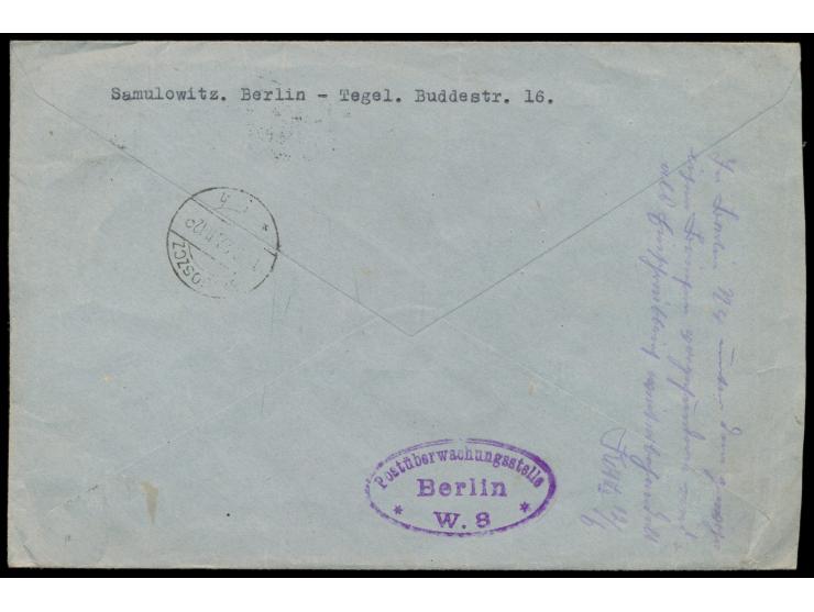 4 x 2 M. Posthorn auf  Auslands-Einschreibbrief  2. Gewicht mit Stempel  Berlin-Tegel  12.6.22 nach Polen,  R-Zettel "Vom Aus