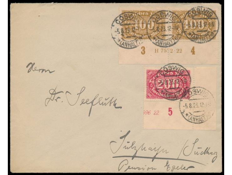 400 M. Ziffer im Queroval als waagerechtes Unterrand-Paar mit &nbsp;HAN &quot;H 7572-22&quot; &nbsp;und Eckrandstück 200 M. m